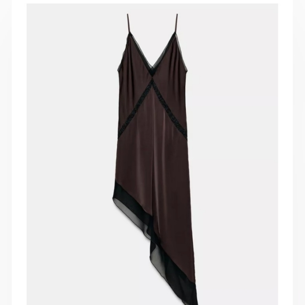 Zara Black and Brown Asymmetrical Dress
